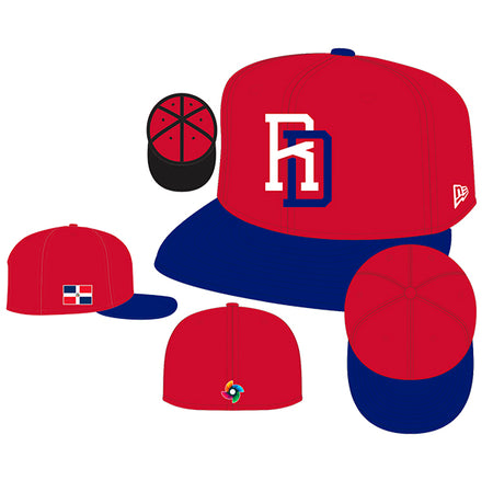 Gorra New Era 59 Fifty Oficial, República Dominicana, Clásico Mundial de Beisbol 2023. ROJA